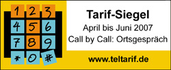 Tarifsiegel Quartal 2/2007 Ortsnetz